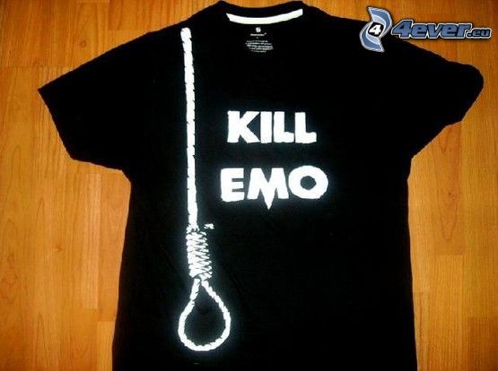 T-shirt, kill emo, rope