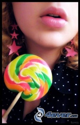 colorful lollipop, lips