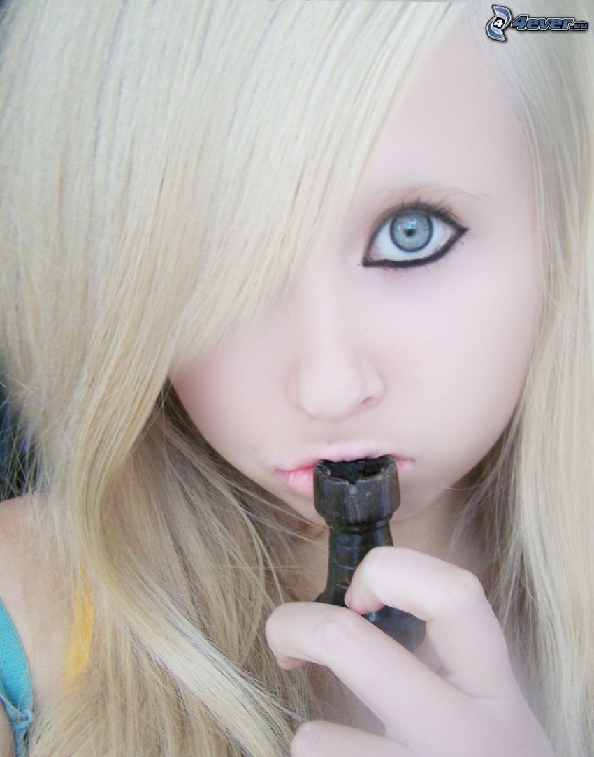 emo, blonde, eye, figurine