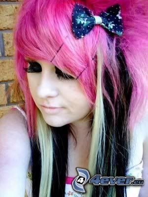 scene girl, girl, pink hair