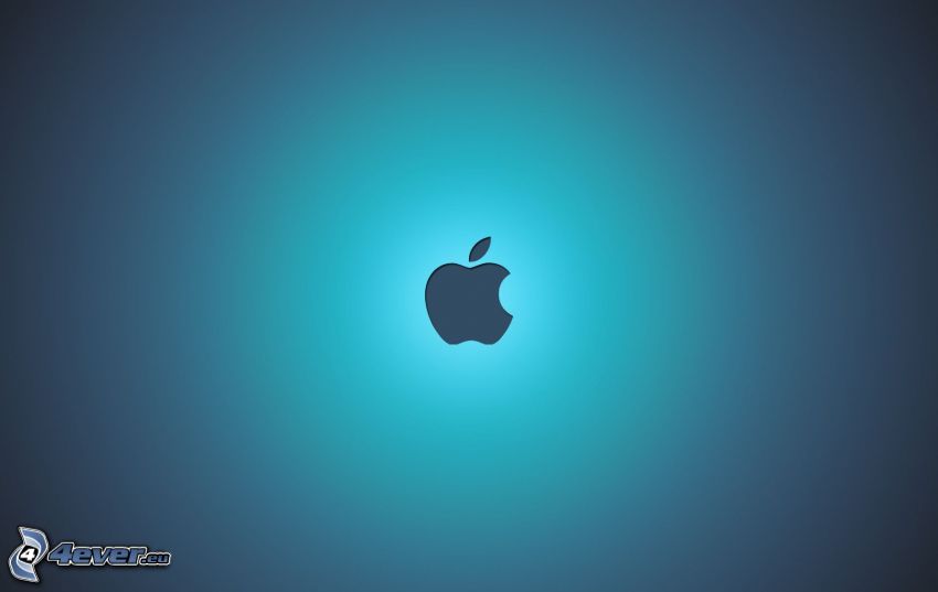 Apple, blue background