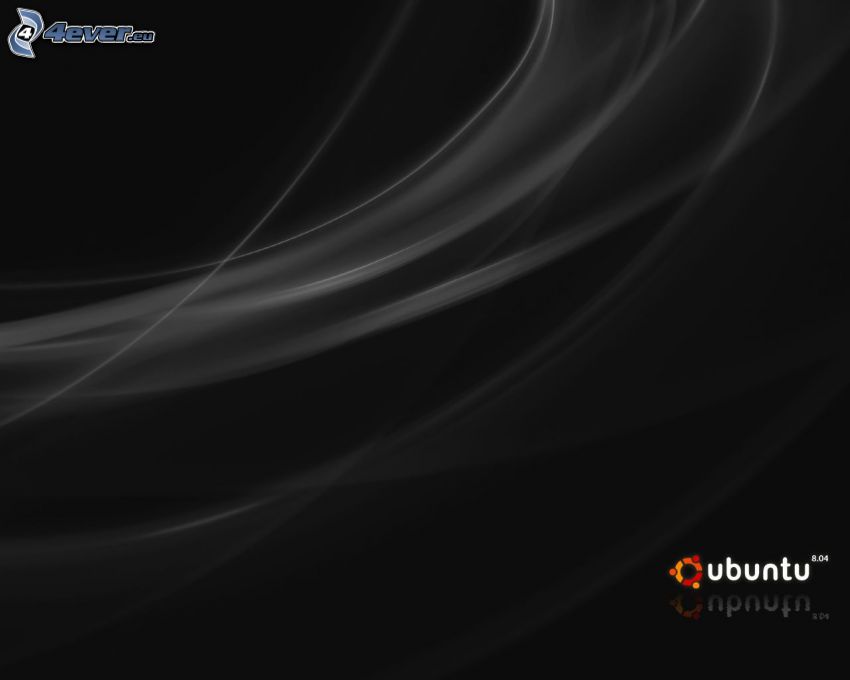 Ubuntu, black background, white lines