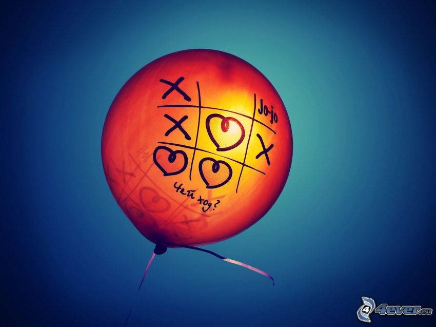 balloon, tic-tac-toe, hearts