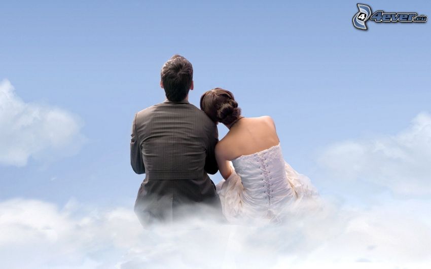 couple, clouds