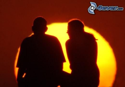couple at sunset, silhouette of couple, love