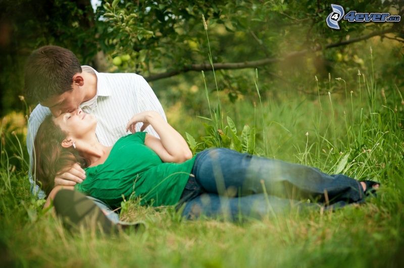 couple on meadow, grass