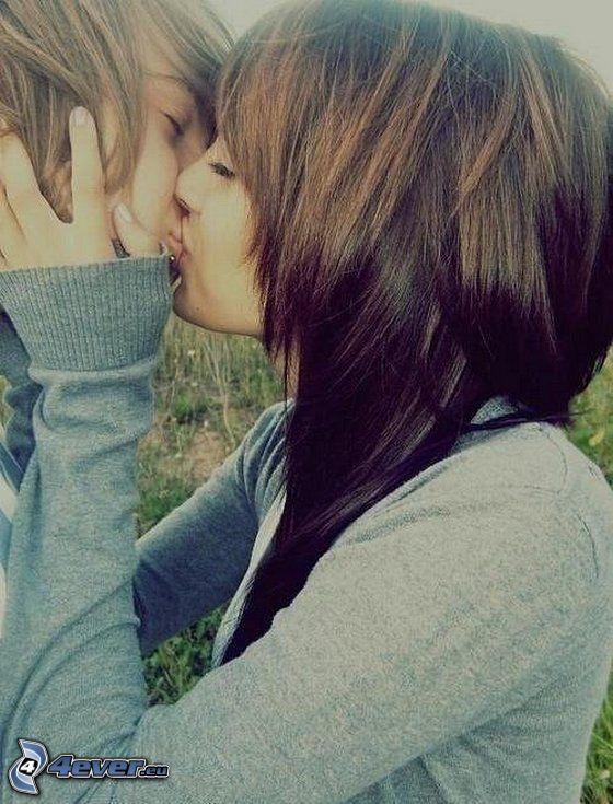 couple on meadow, kiss
