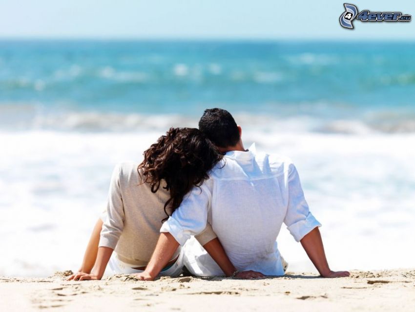 couple on the beach, sea
