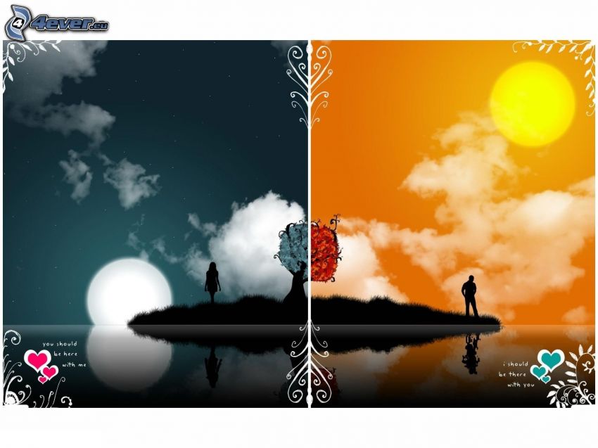 day and night, island, couple