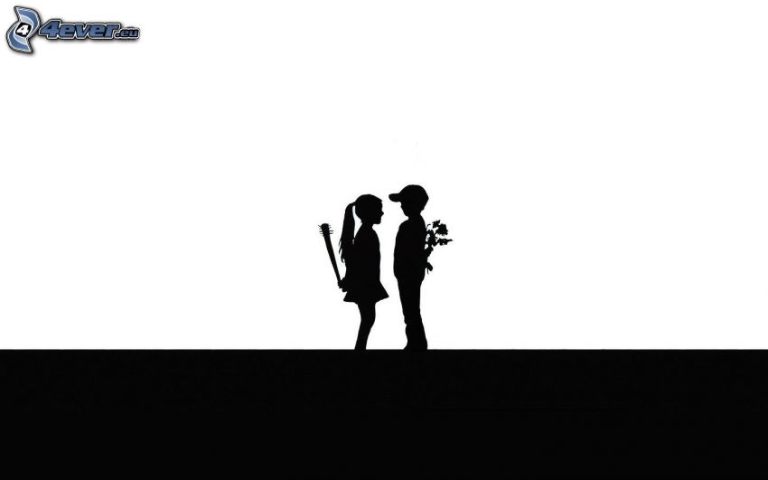 silhouette of couple, cartoon couple