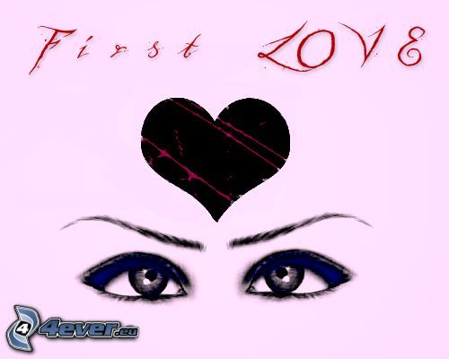 first love, heart, eyes