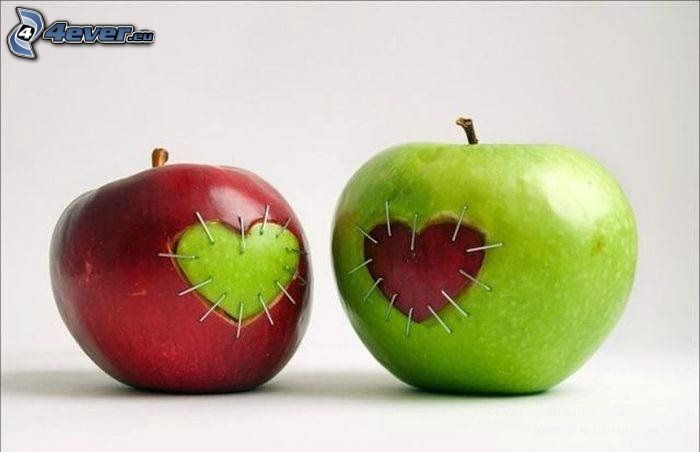 apples, hearts