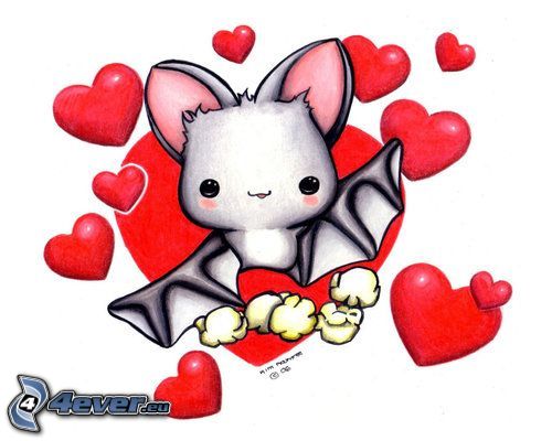 bat, hearts