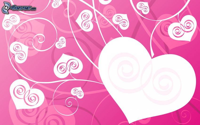 cartoon hearts, pink background