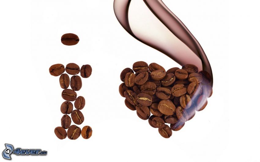 coffee beans, heart