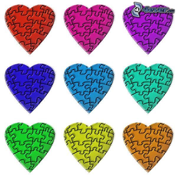 colorful hearts, puzzle