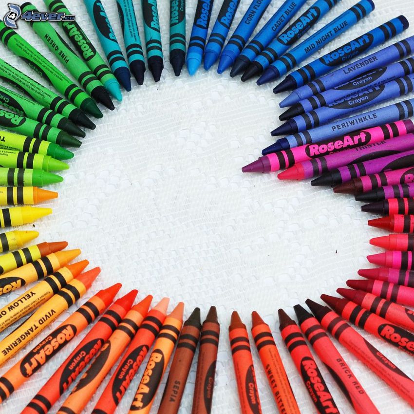 crayons, heart
