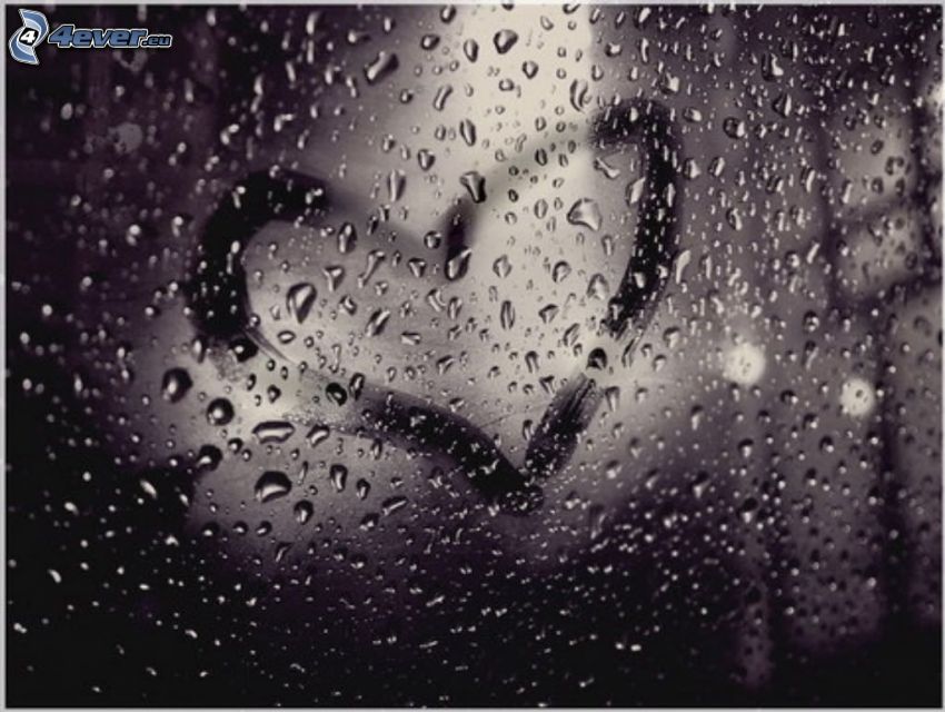 drops of water, glass, heart