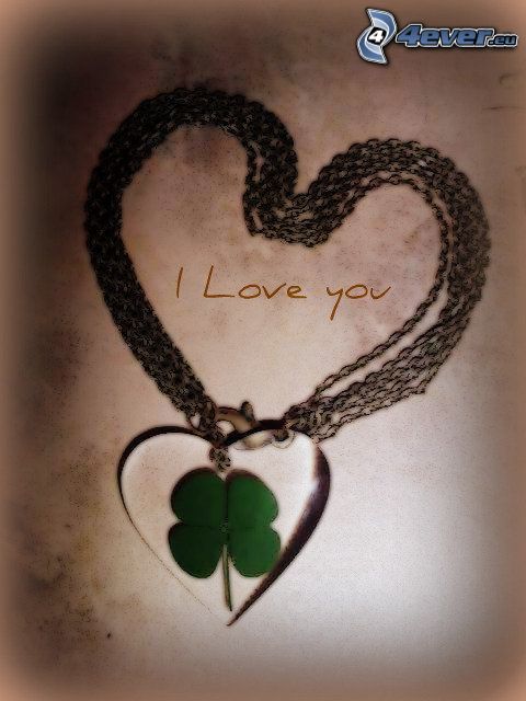 four-leaf clover, heart, I love you