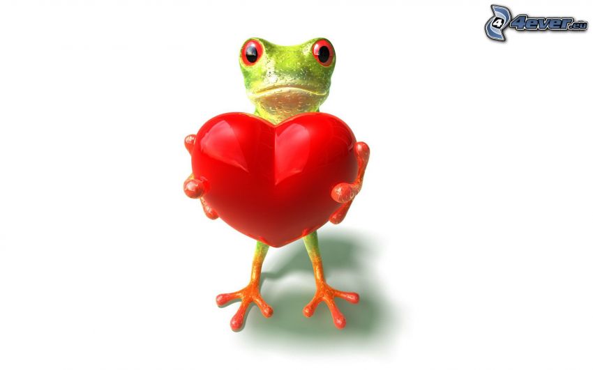 frog, red heart
