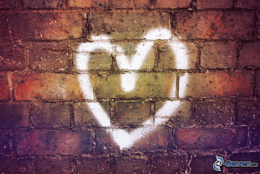 heart, brick wall