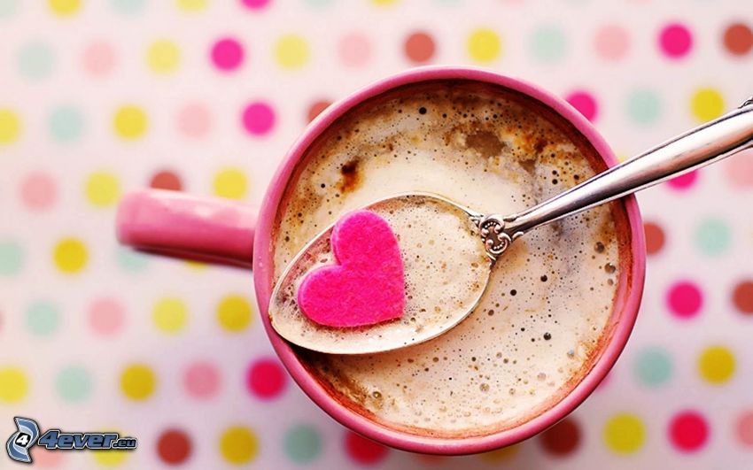 heart, coffee, spoon