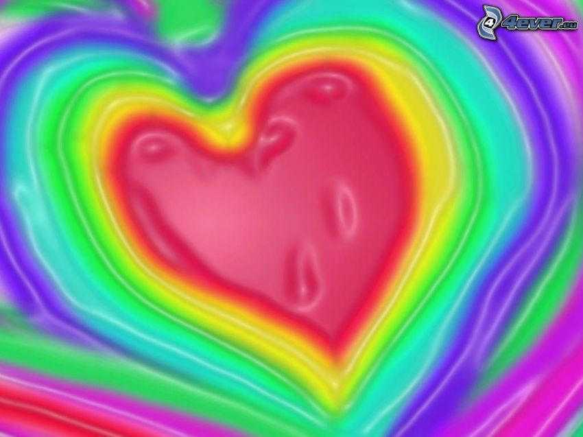 heart, rainbow colors