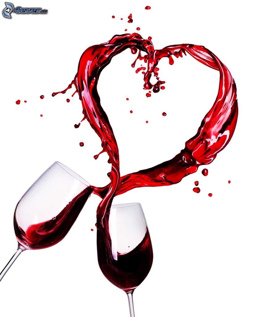 heart, wine, glasses