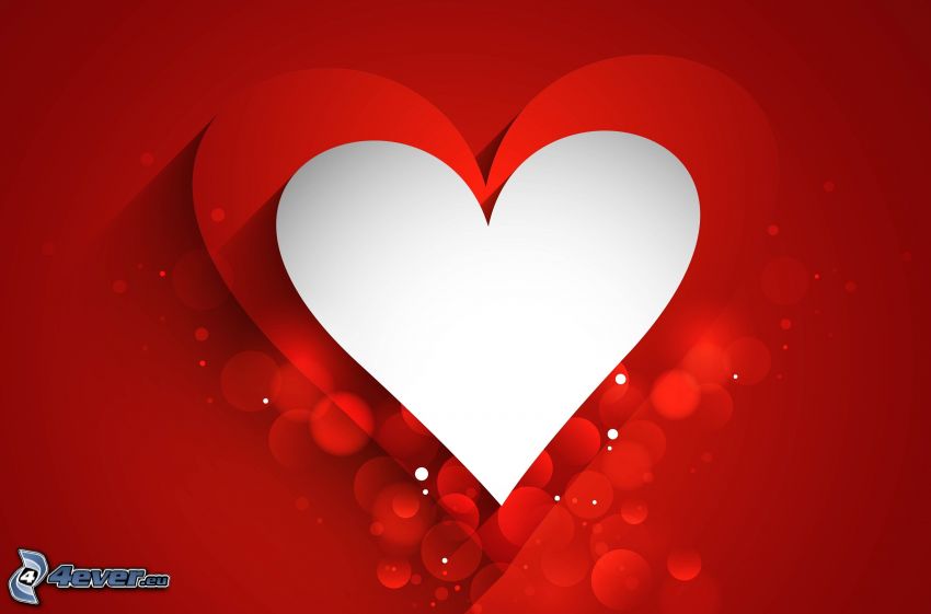 hearts, circles, red background