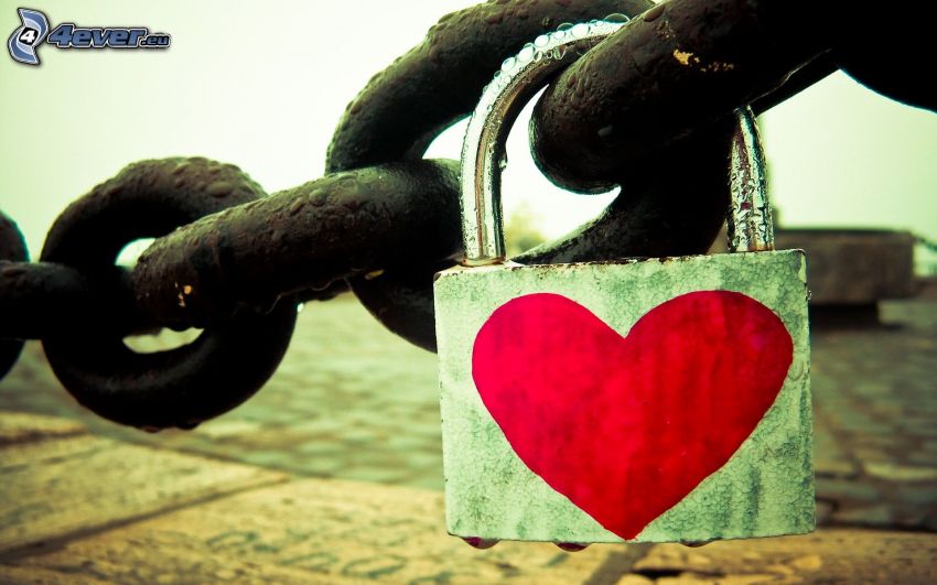lock, heart, chain