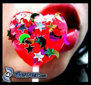lollipop, stars, heart, mouth