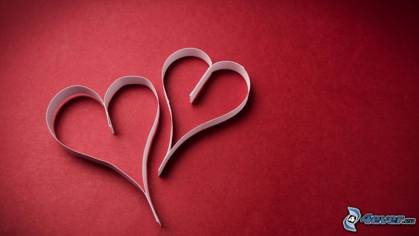 paper heart, red background