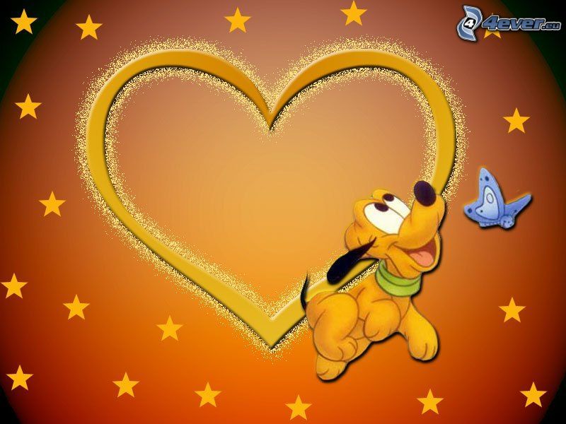 Pluto, heart, stars