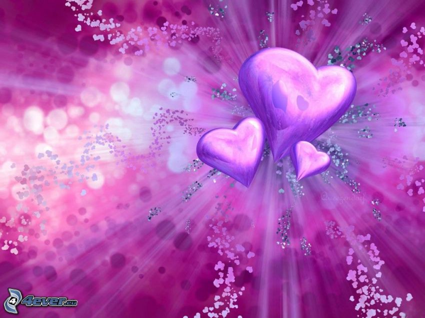 purple hearts, digital art