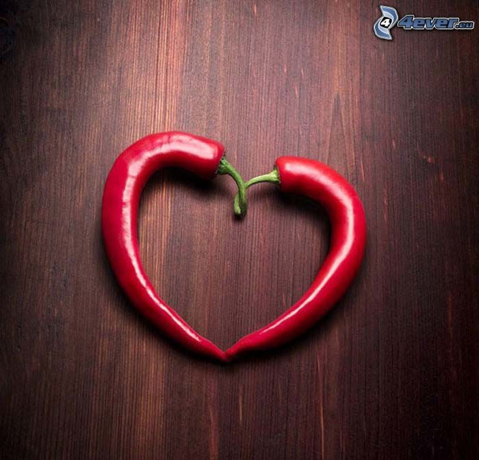 red chilli pepper, heart