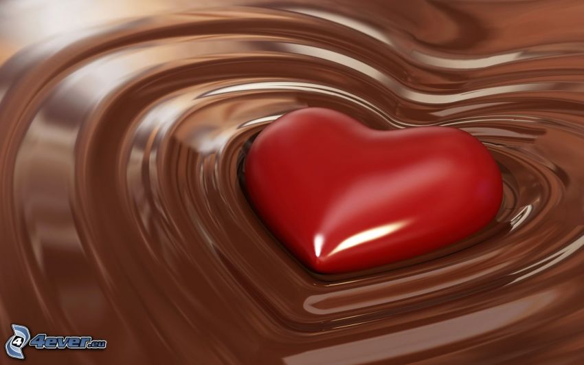 red heart, chocolate