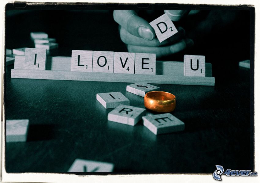 I love you, Scrabble, wedding ring