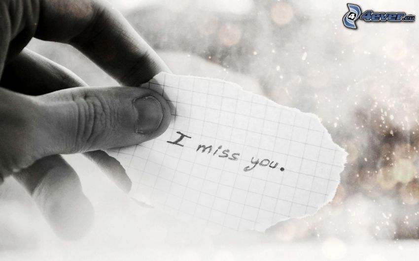I miss you, hand, piece of paper