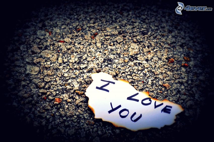 I love you, piece of paper, sidewalk