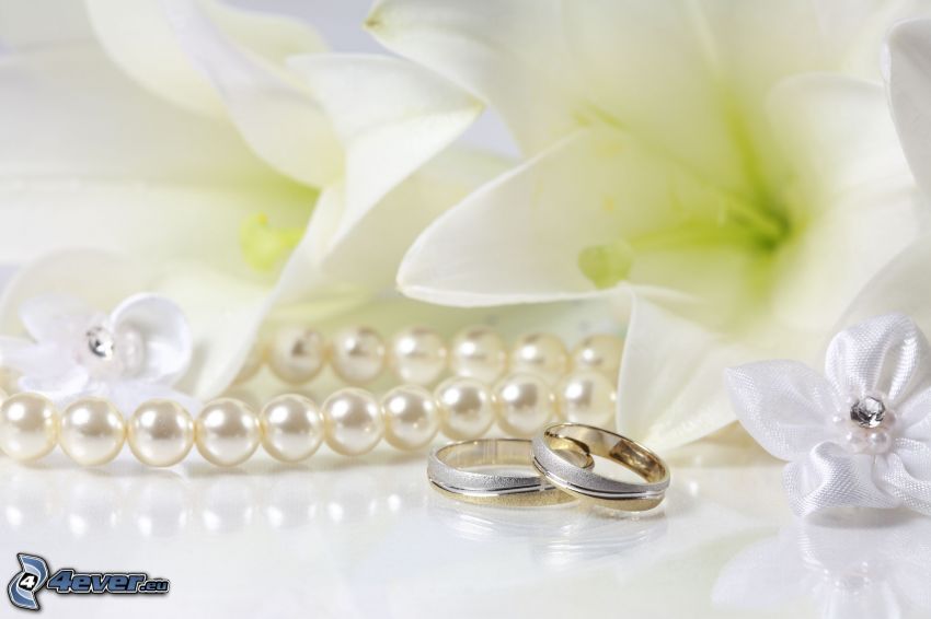 wedding rings, beads
