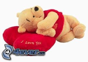 Winnie the Pooh, teddy bear, heart pillow