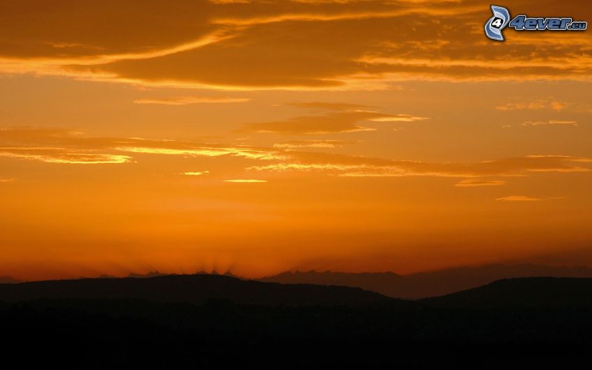 after sunset, orange sky