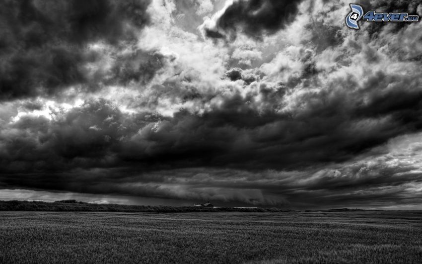 dark clouds, field