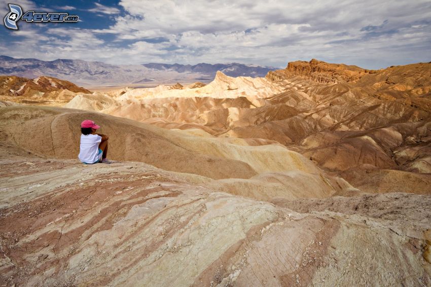 Death Valley, tourist, hills, clouds