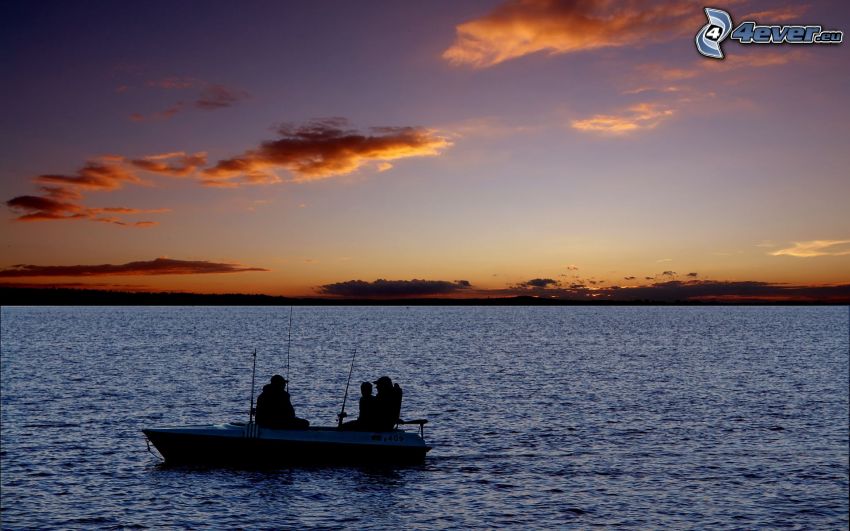 fishermen, after sunset
