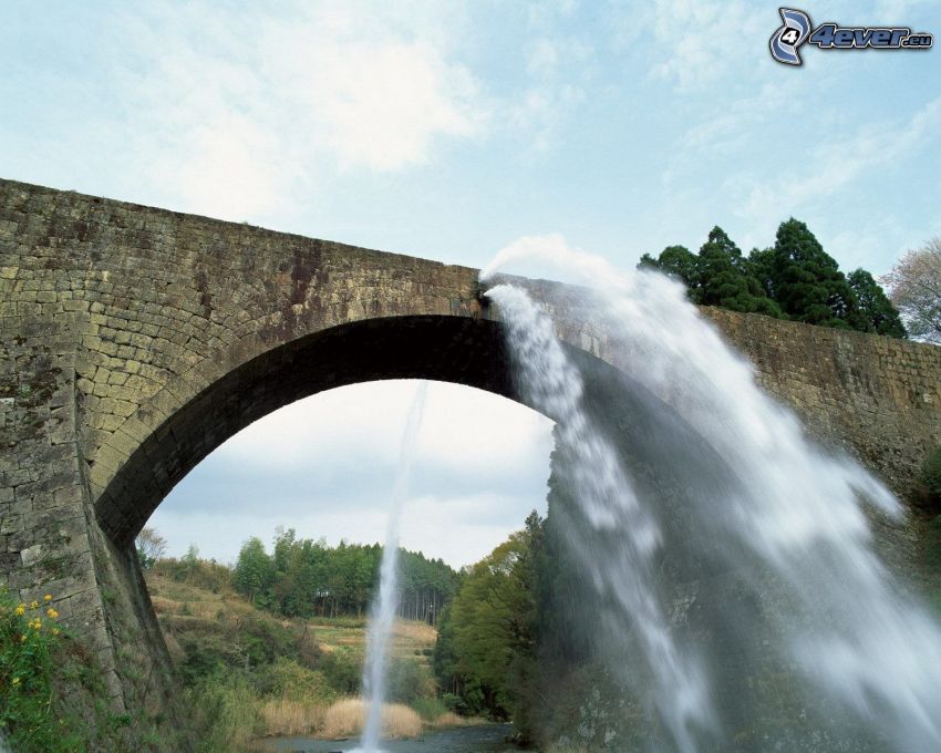 aqueduct, stone bridge, water, nature