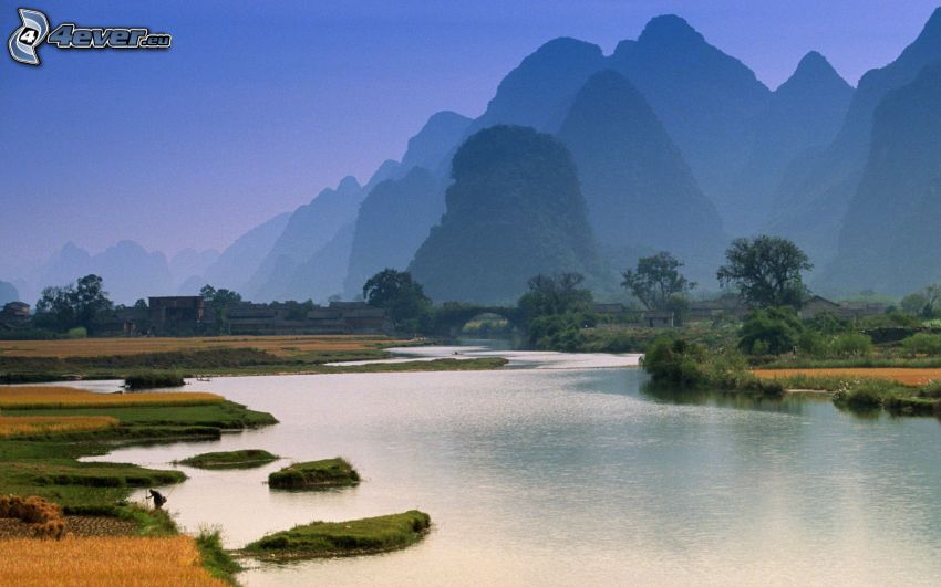 China, River, mountains
