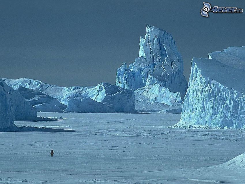 human, glacier, ice, snow