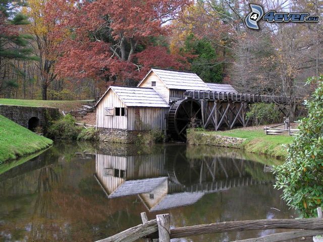 Mabry Mill, watermill, River, forest