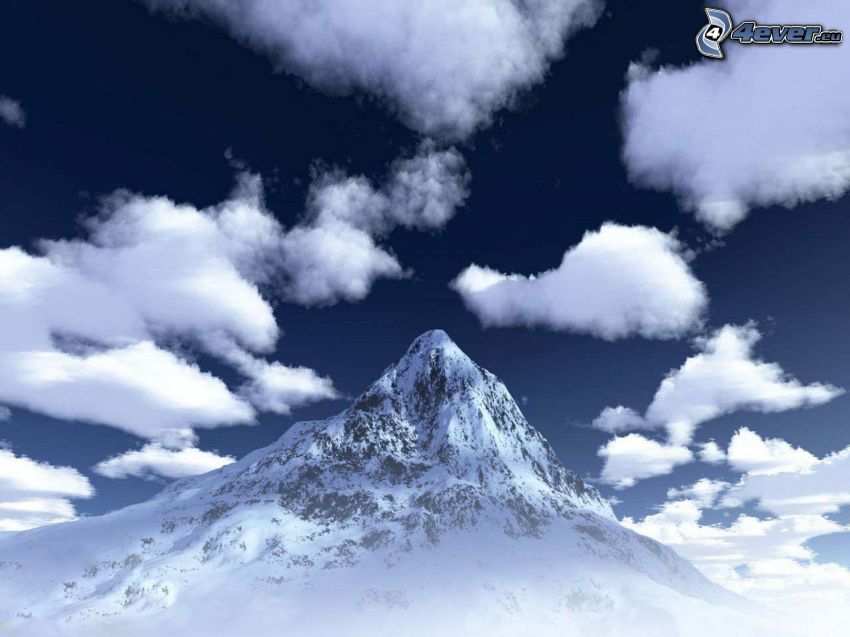 Mount Everest, clouds, peak, winter, snow